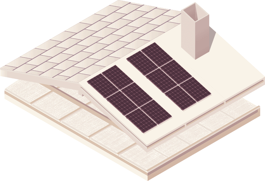 Roof top with solar panels illustration