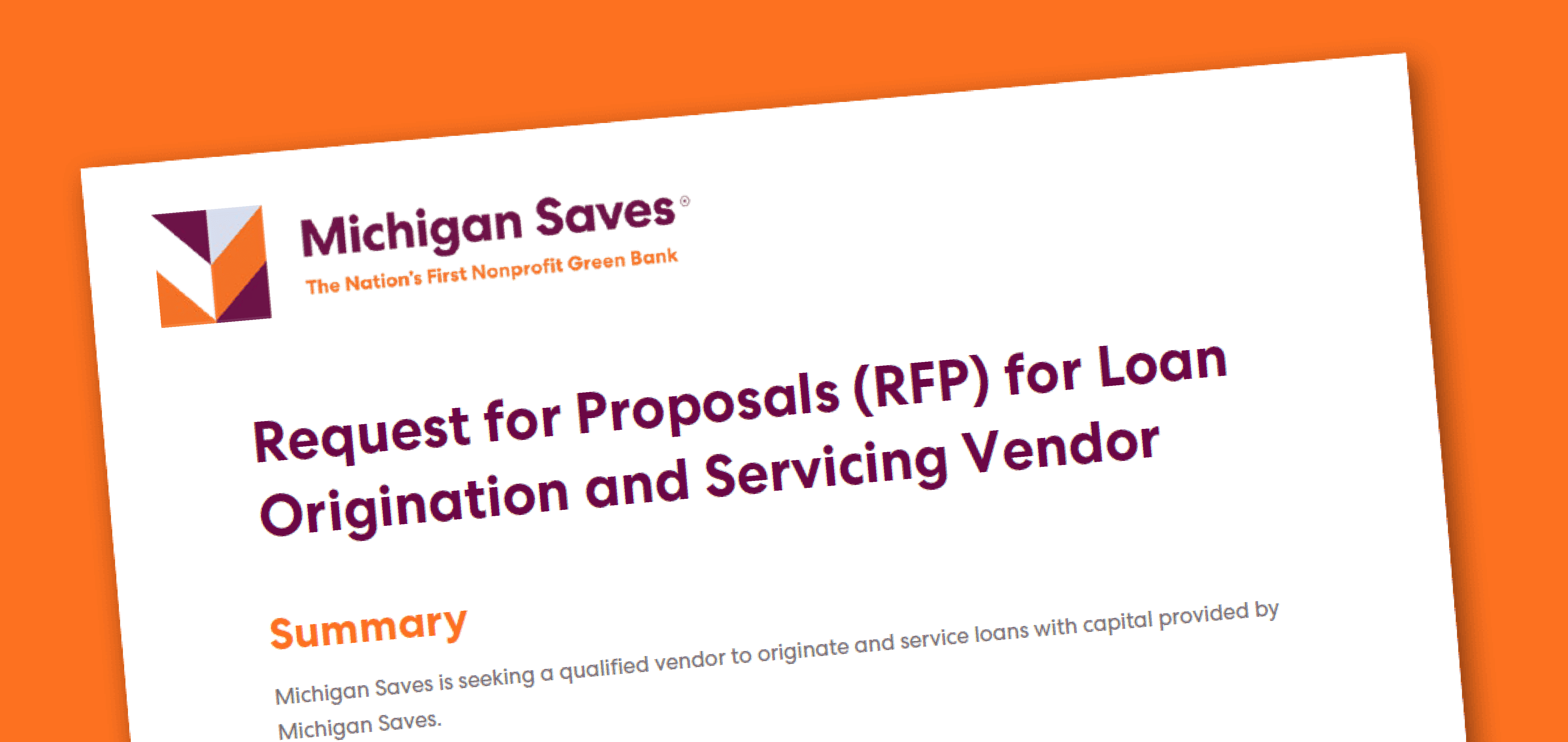 RFP Loan Origination and Servicing Vendor
