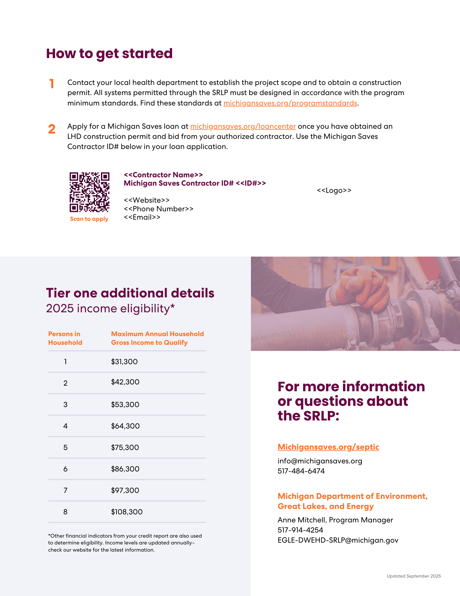 Example co-branded septic replacement loan flyer back